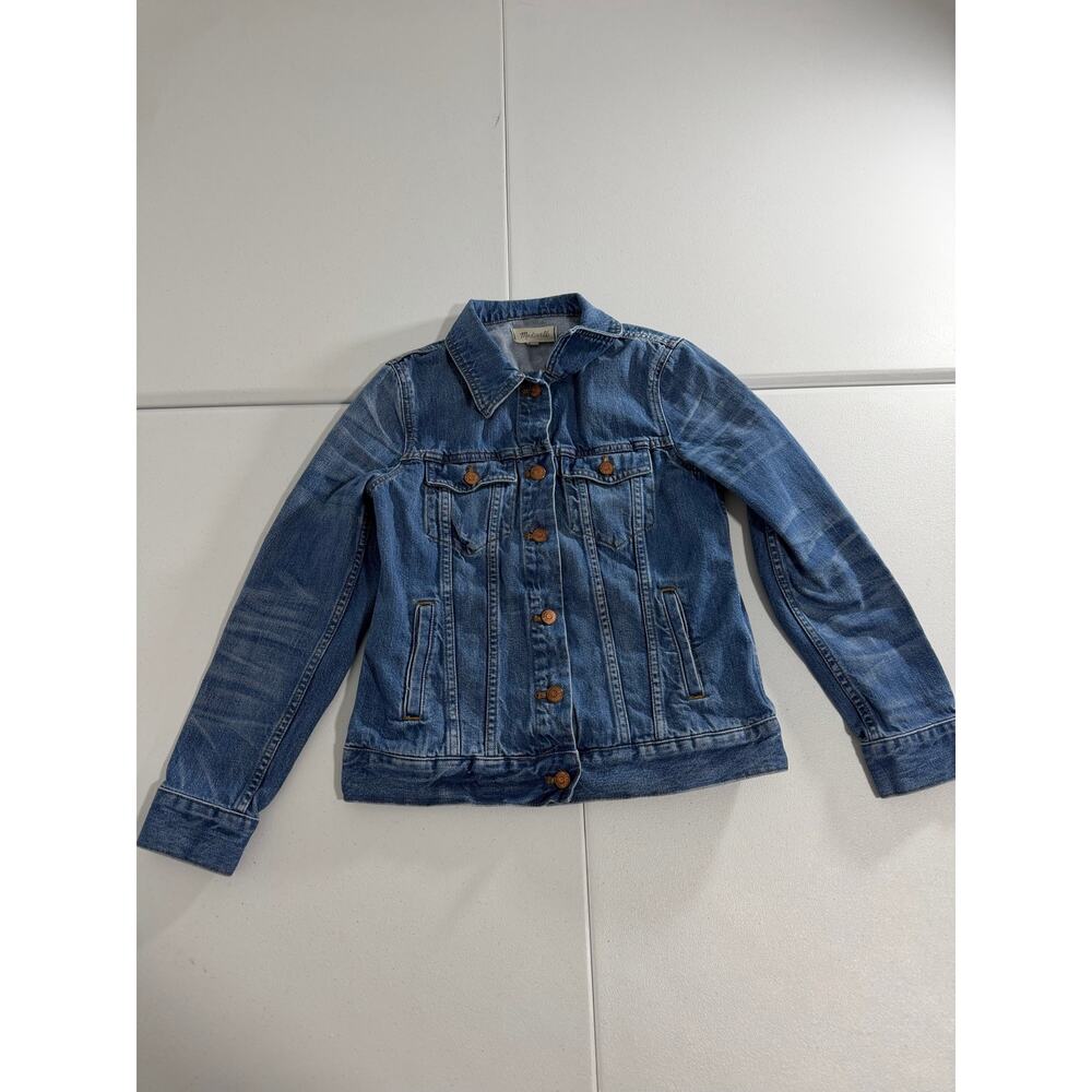 Madewell Denim Jean Trucker Jacket Medium Blue Wash Button Front Women's